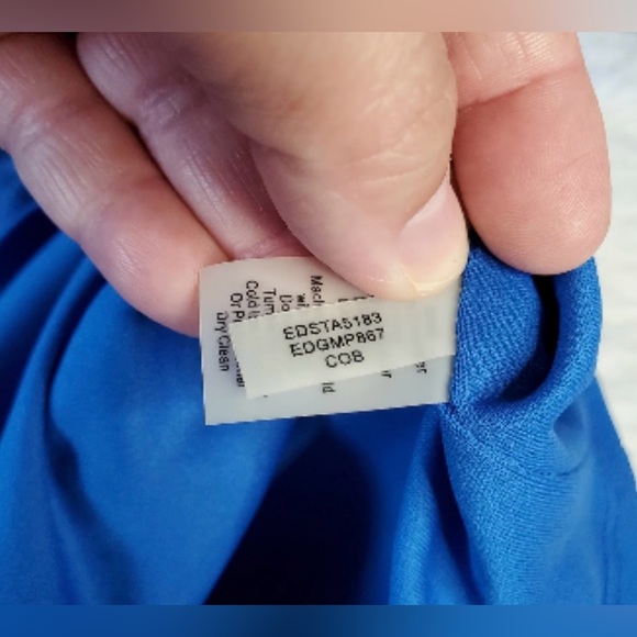 Ellen Tracy A-line Sleeveless Midi Dress Cobalt Blue Waist Accent Bow & Pockets - Picture 13 of 15